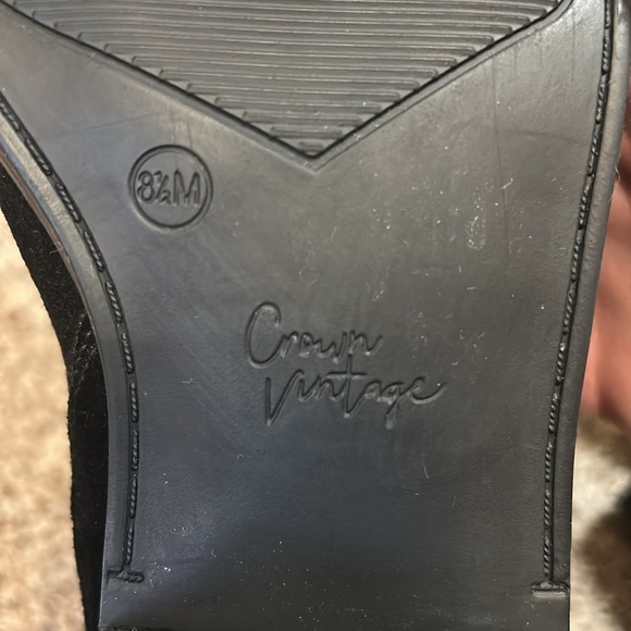 CROWN VINTAGE Tolana black suede animal print ankle booties size 8.5 - Picture 11 of 16